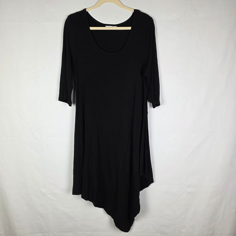 Bryn Walker Black Siro Rayon Asymmetrical Sharkbite Hem Dress XS Made in USA
